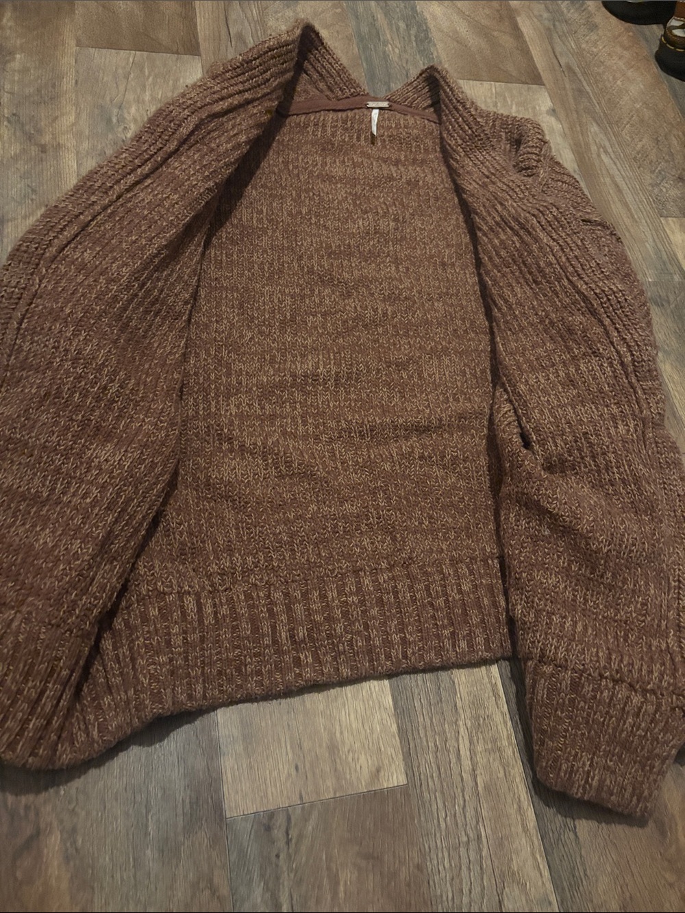 Free People Chunky Rust Brown Open-Front Cardigan - Picture 5 of 6